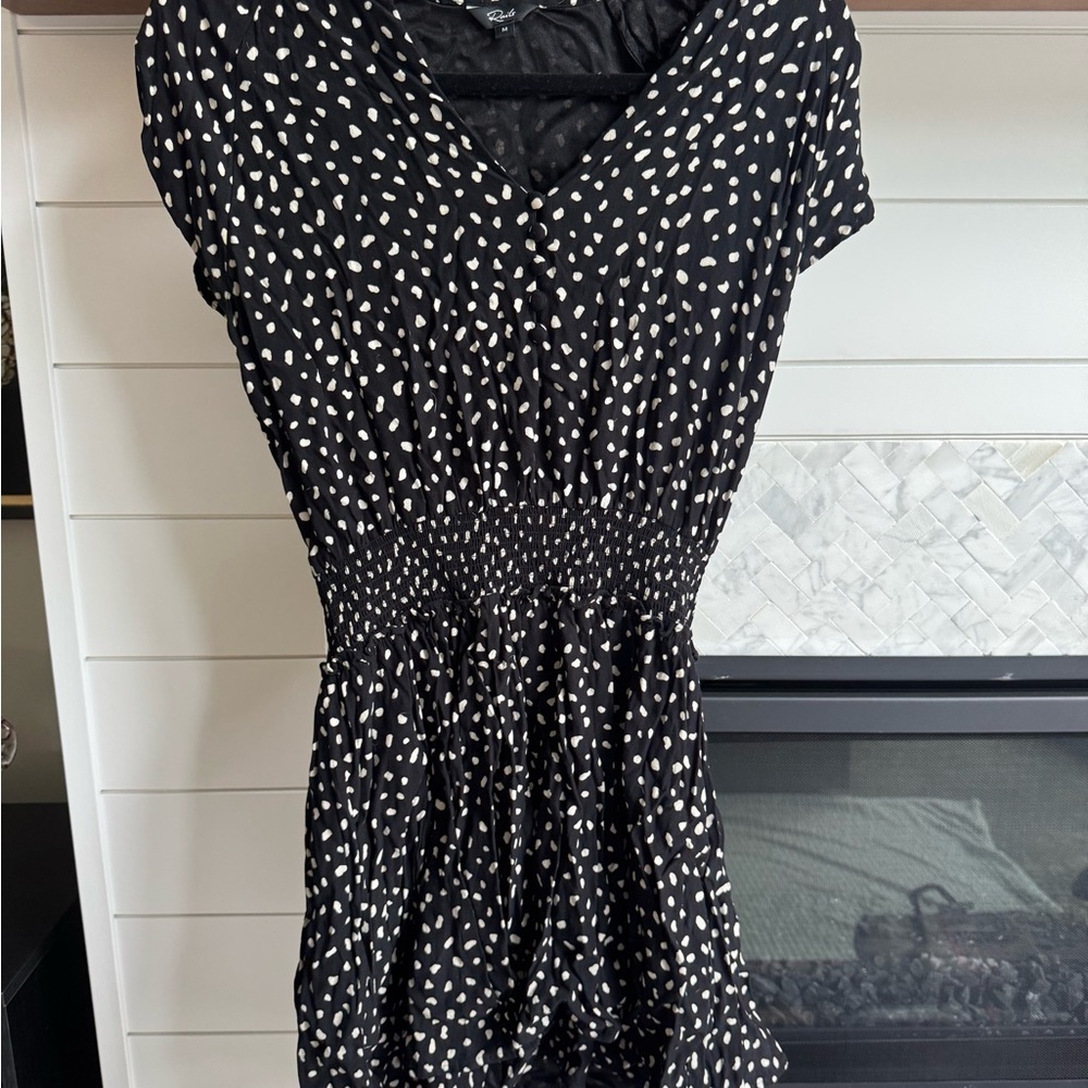 Rails Black and White Ruched Wrap Mini Dress